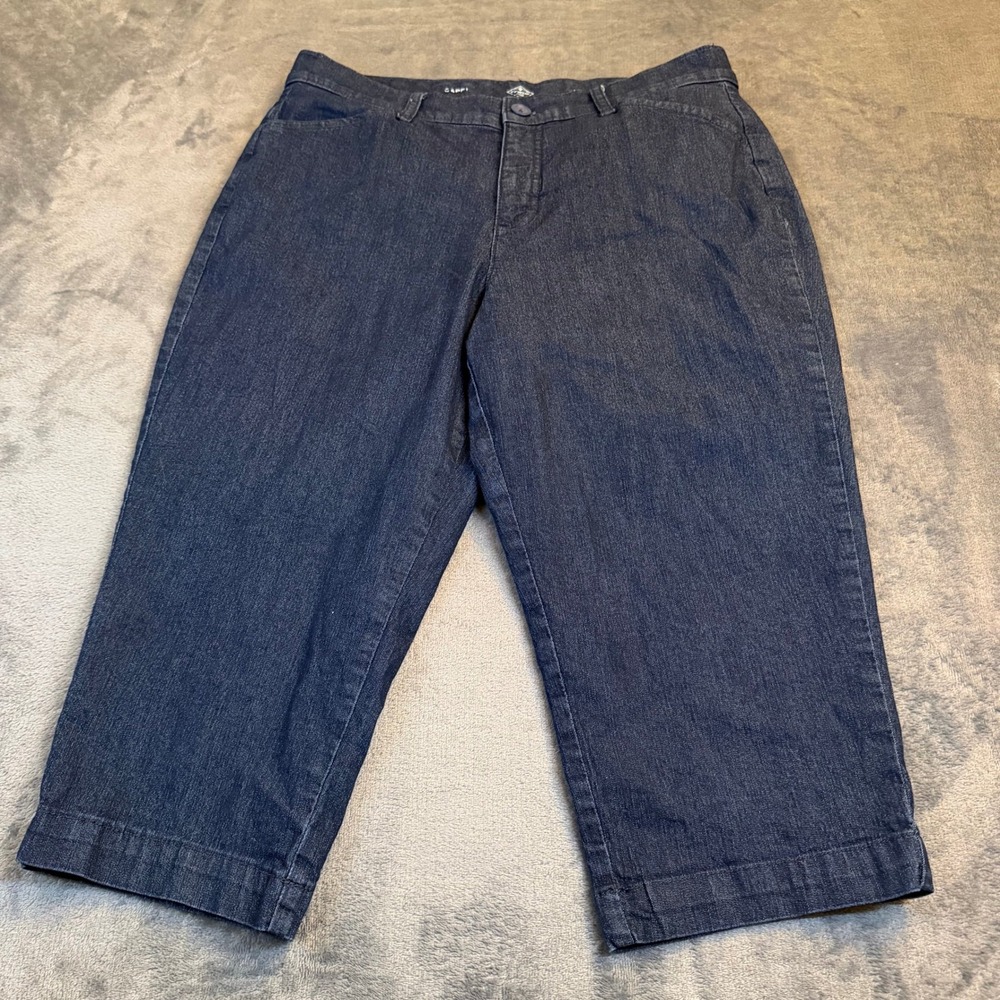 St John's Bay Capri Pants Womens Size 12‎ Blue Denim Stretch Cropped 32x19"